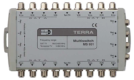 Мультисвитч  Terra MS-951 пассивный проходной 9х4
