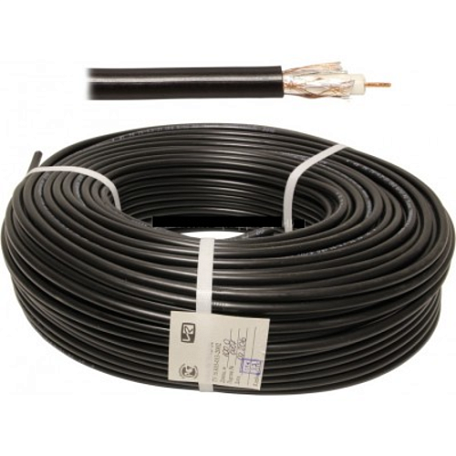 Телевизионный кабель 75 Ом   RG-6 медь чёрный (100 метров) коаксиальный антенный
