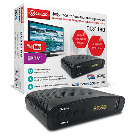 Цифровая ТВ приставка  D-color DC811HD ресивер с тюнером DVB-T2/C